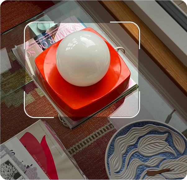 White lamp on orange surface